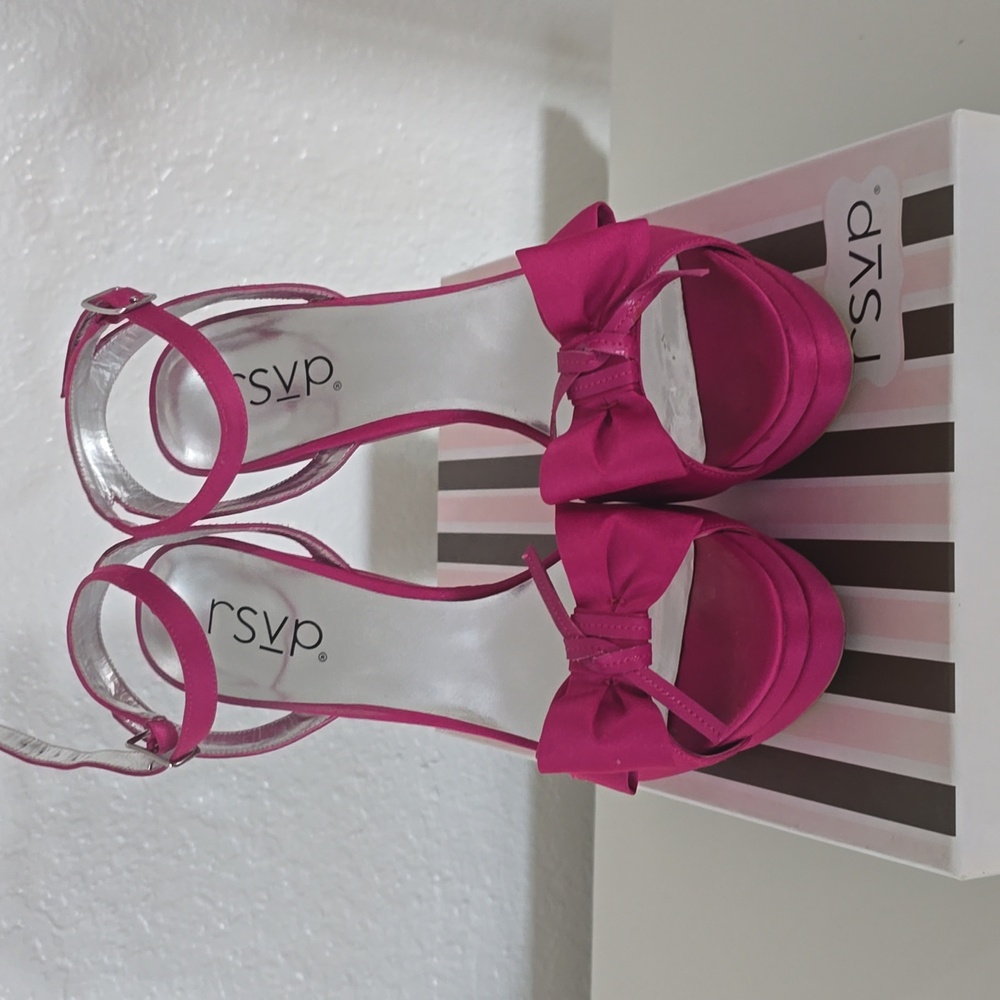 Rsvp Fuchsia satin heels